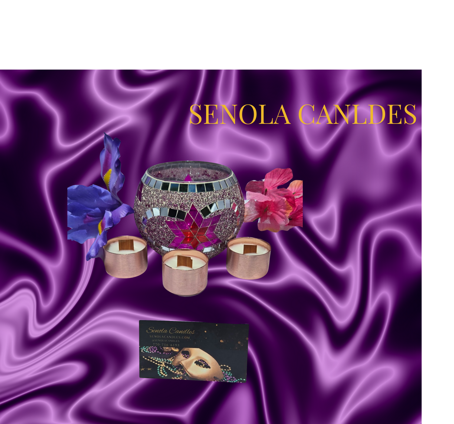 Beautiful Mosaic Candles with Rose Gold Tea Lights
