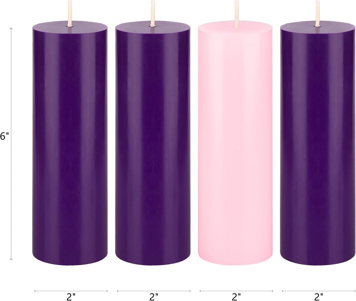 4 Pcs Unscented Christmas Advent Candles Set, Hand Poured Premium Wax round Pillar Candle 2 Inch X 6 Inch, Holidays, Occasions, Events, Festivitiess, Devotional, Church, Wreath, Gifts