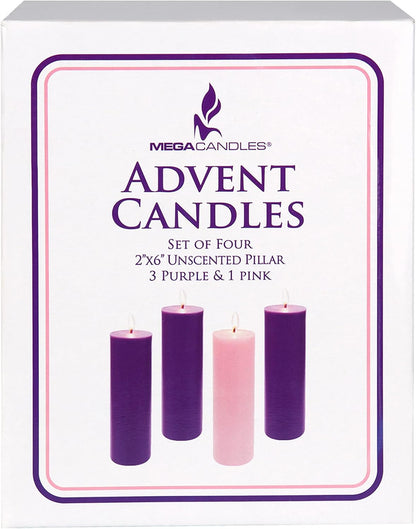4 Pcs Unscented Christmas Advent Candles Set, Hand Poured Premium Wax round Pillar Candle 2 Inch X 6 Inch, Holidays, Occasions, Events, Festivitiess, Devotional, Church, Wreath, Gifts