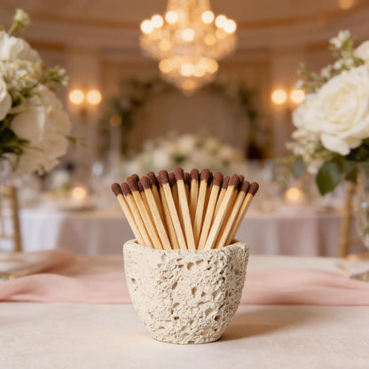 Match Holder with 3 Striker Pads Concrete Decorative Fireplace Match Dispenser Matchstick Organizer Wedding Cute Candles Matches in a Jar for Camping Home Parlor Bathroom Kitchen, Matches Not Included