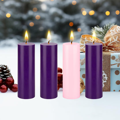 4 Pcs Unscented Christmas Advent Candles Set, Hand Poured Premium Wax round Pillar Candle 2 Inch X 6 Inch, Holidays, Occasions, Events, Festivitiess, Devotional, Church, Wreath, Gifts