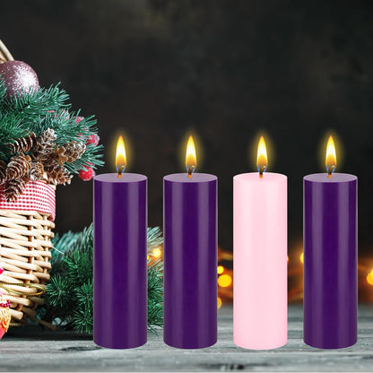 4 Pcs Unscented Christmas Advent Candles Set, Hand Poured Premium Wax round Pillar Candle 2 Inch X 6 Inch, Holidays, Occasions, Events, Festivitiess, Devotional, Church, Wreath, Gifts