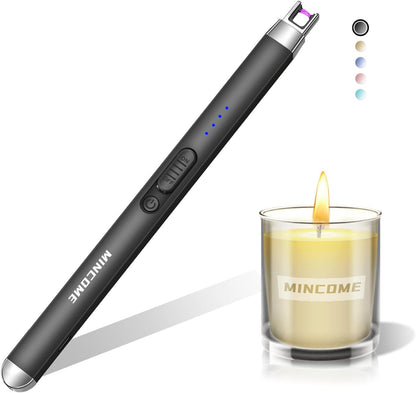 Candle Lighter Electric Rechargeable USB Plasma Arc Lighter with Safety Lock,Windproof Flameless Long Matches Lighters for Candle,Grill,Bbq,Camping