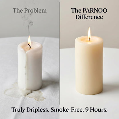 Unscented Pillar Candles - Set of 4 Vanilla Candles - 3X6 Slow Burning Candles for Weddings & Table Centerpieces - Large Pillar Candles, PARNOO