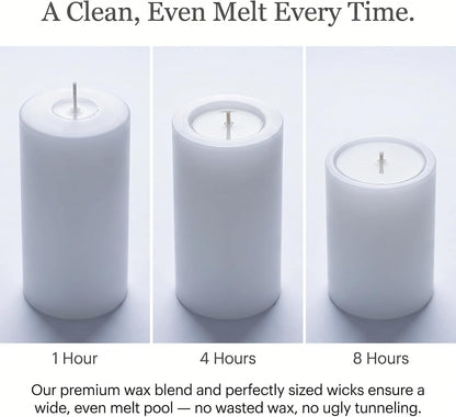 Unscented Pillar Candles - Set of 4 Vanilla Candles - 3X6 Slow Burning Candles for Weddings & Table Centerpieces - Large Pillar Candles, PARNOO
