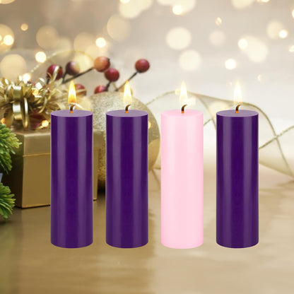 4 Pcs Unscented Christmas Advent Candles Set, Hand Poured Premium Wax round Pillar Candle 2 Inch X 6 Inch, Holidays, Occasions, Events, Festivitiess, Devotional, Church, Wreath, Gifts