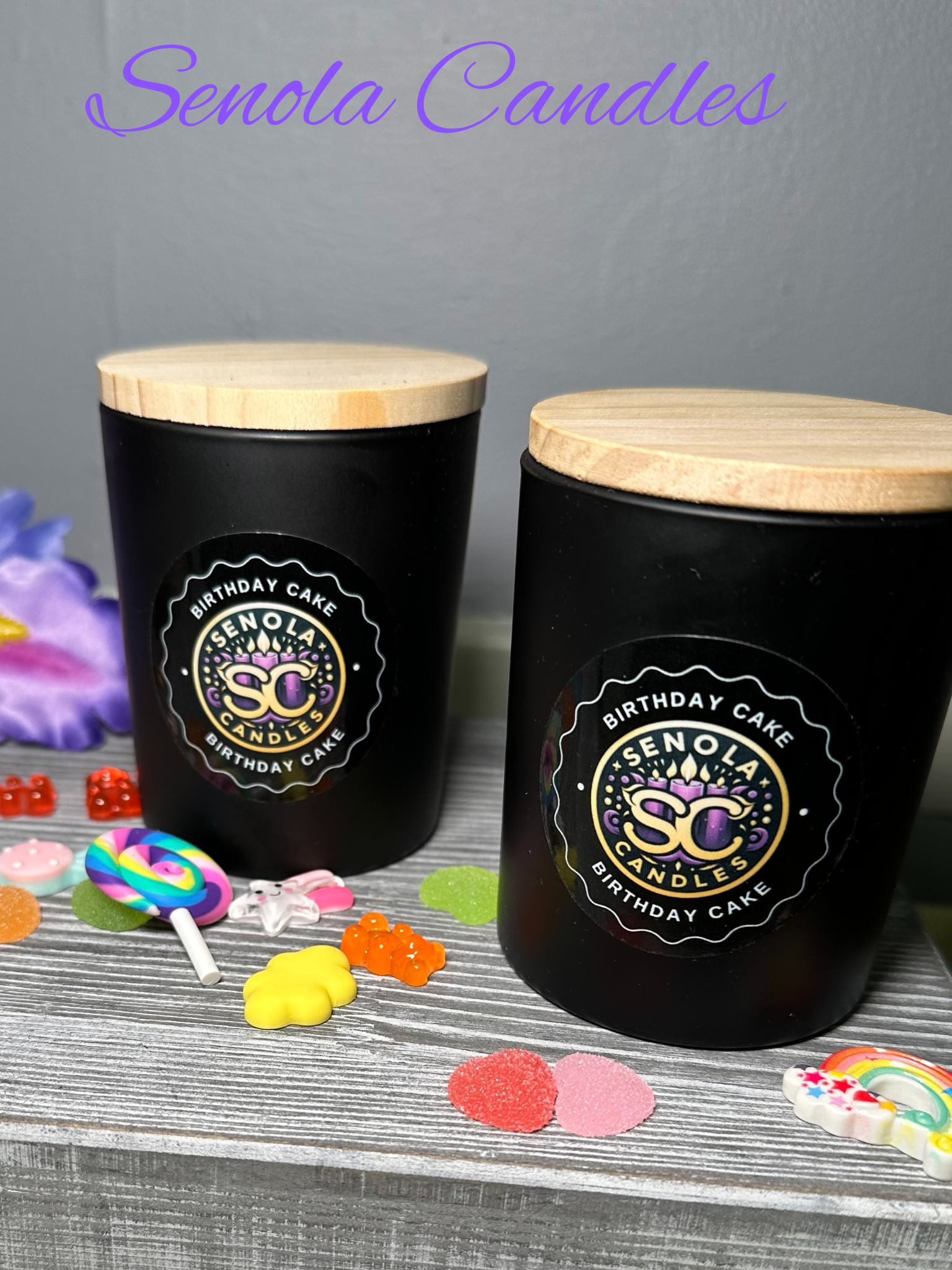 Birthday Cake 16oz Black Matte Candle