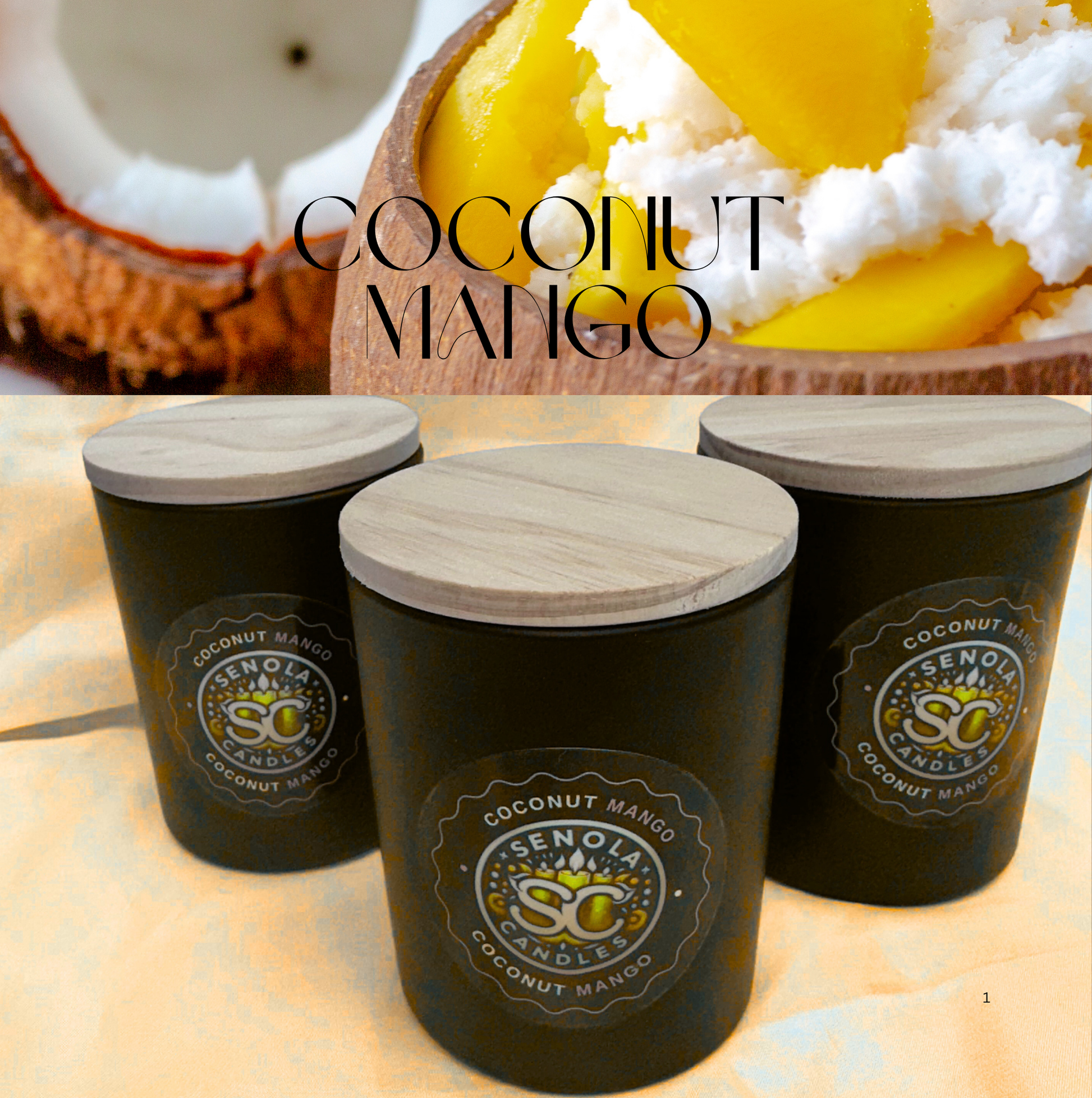 Coconut Mango Black 16oz Candle | Tropical Soy Candle – Senola Candles