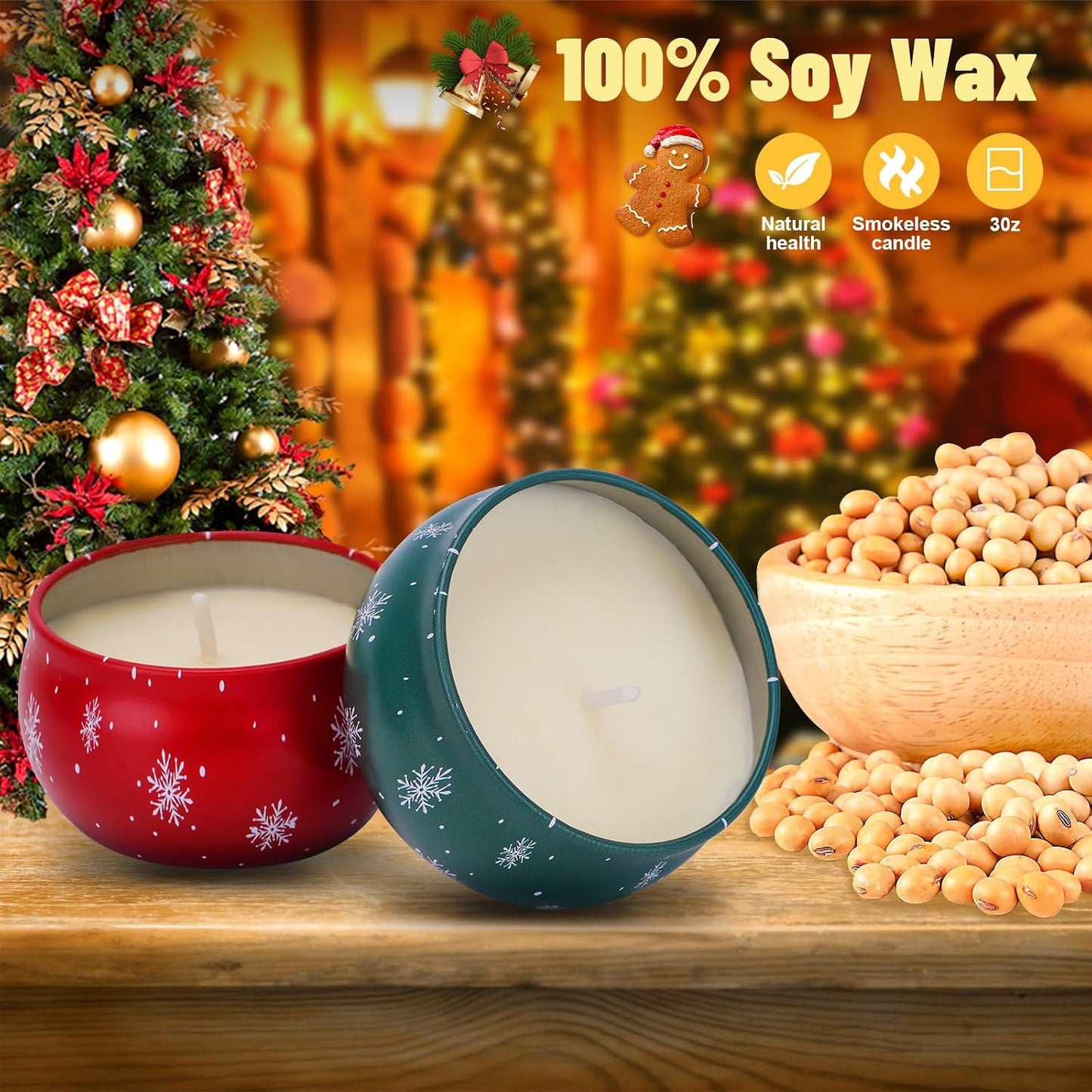 12PCS Christmas Scented Candles Gift for Women - Aromatherapy Candle for Home - 3.4Oz Soy Wax Birthday Gifts for Mother, Friend, Wife, Sister, Xmas Decorations