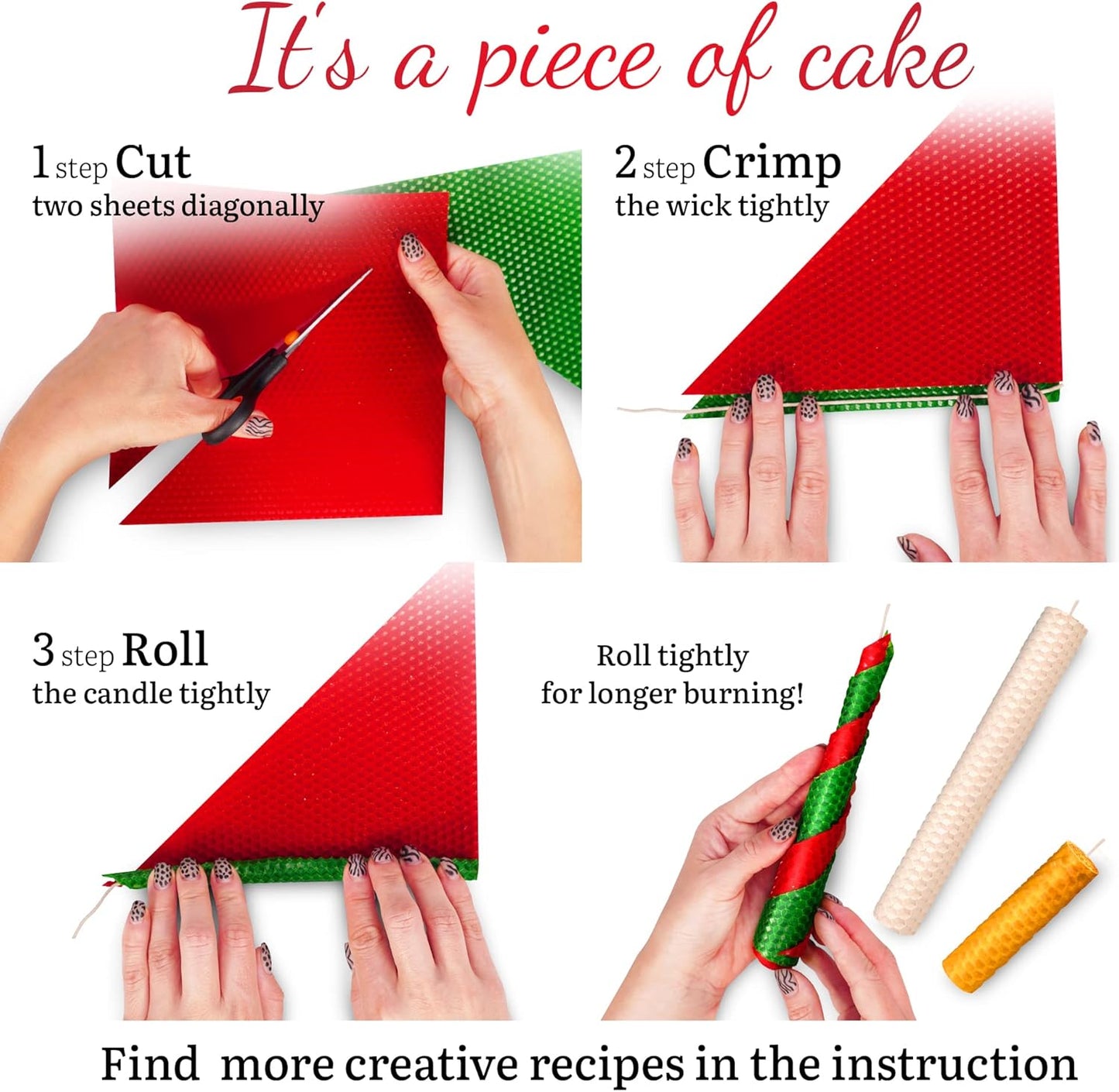 Christmas Candle Rolling Kit - Beeswax Candle Making Kit for Kids & Adults (Christmas, Hanukkah, Kwanzaa) - DIY Winter Candles Craft Project