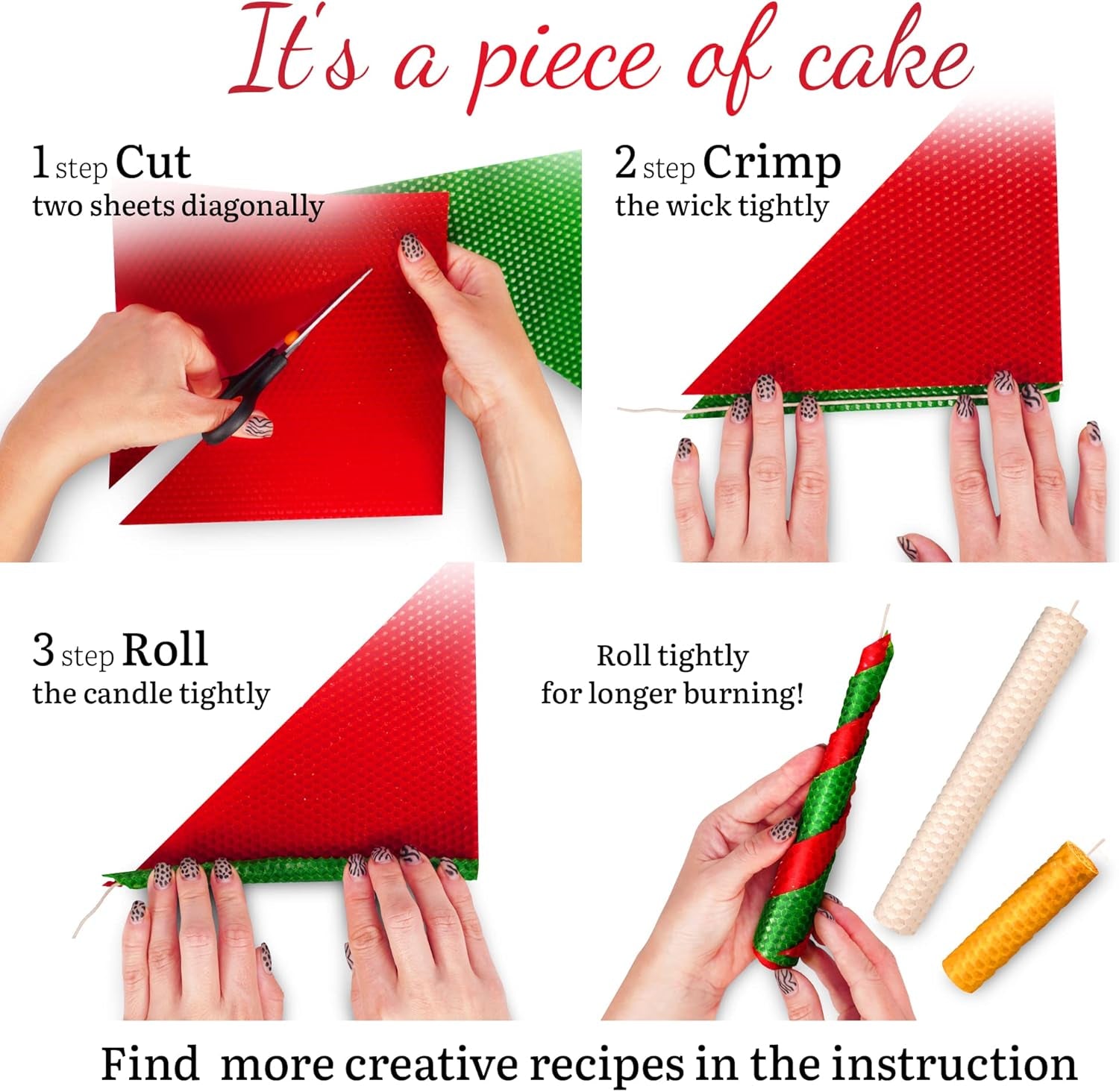 Christmas Candle Rolling Kit - Beeswax Candle Making Kit for Kids & Adults (Christmas, Hanukkah, Kwanzaa) - DIY Winter Candles Craft Project