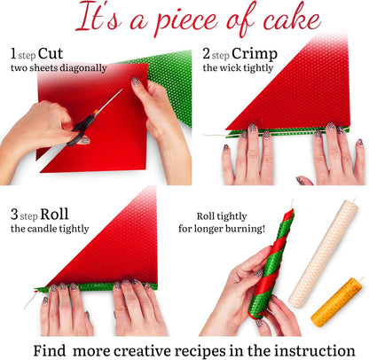 Christmas Candle Rolling Kit - Beeswax Candle Making Kit for Kids & Adults (Christmas, Hanukkah, Kwanzaa) - DIY Winter Candles Craft Project