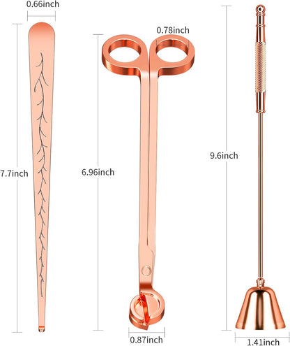 3 in 1 Candle Care Kit - Wick Trimmer, Snuffer & Dipper Set (Rose Gold)