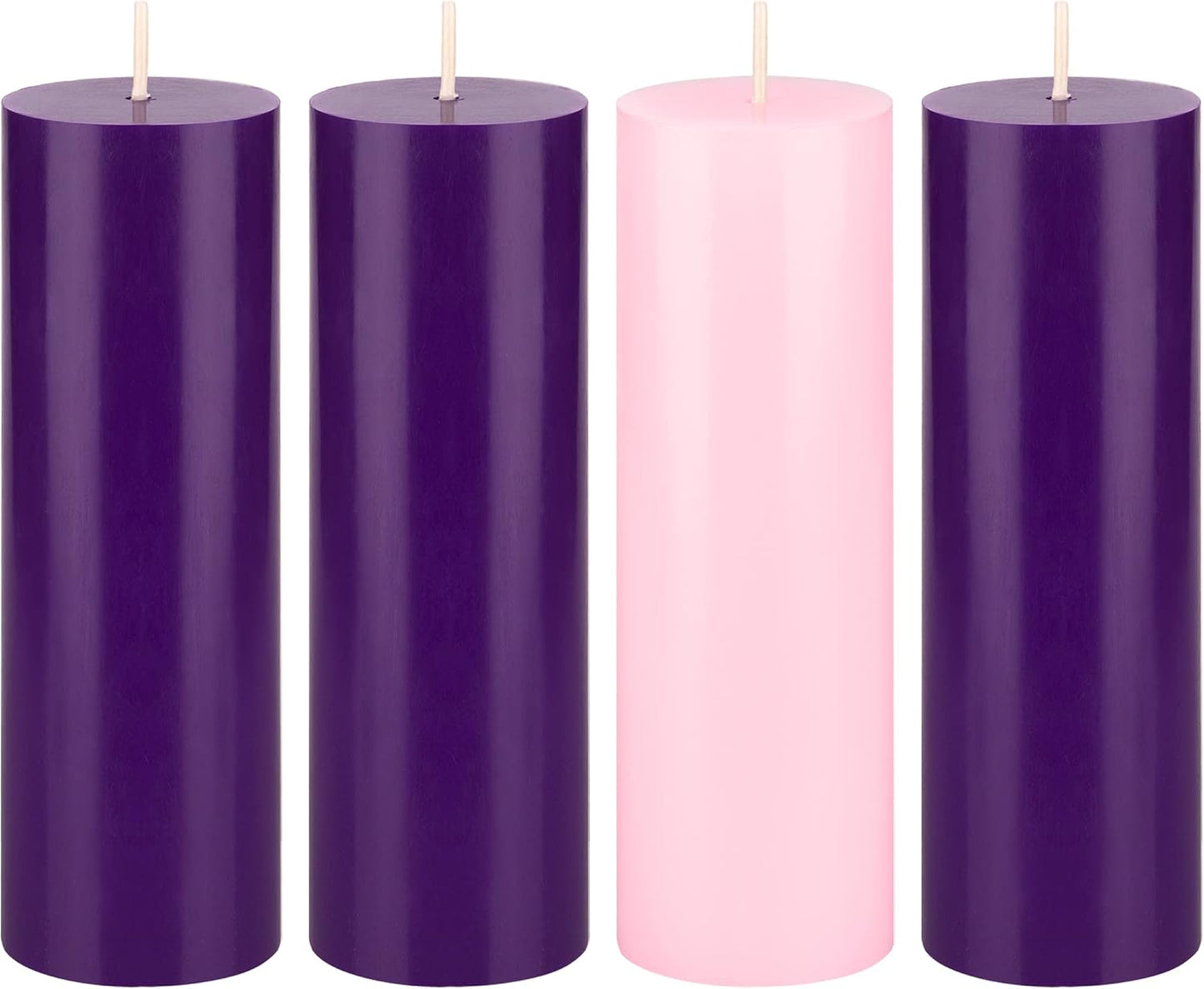 4 Pcs Unscented Christmas Advent Candles Set, Hand Poured Premium Wax round Pillar Candle 2 Inch X 6 Inch, Holidays, Occasions, Events, Festivitiess, Devotional, Church, Wreath, Gifts