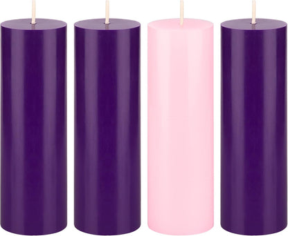 4 Pcs Unscented Christmas Advent Candles Set, Hand Poured Premium Wax round Pillar Candle 2 Inch X 6 Inch, Holidays, Occasions, Events, Festivitiess, Devotional, Church, Wreath, Gifts