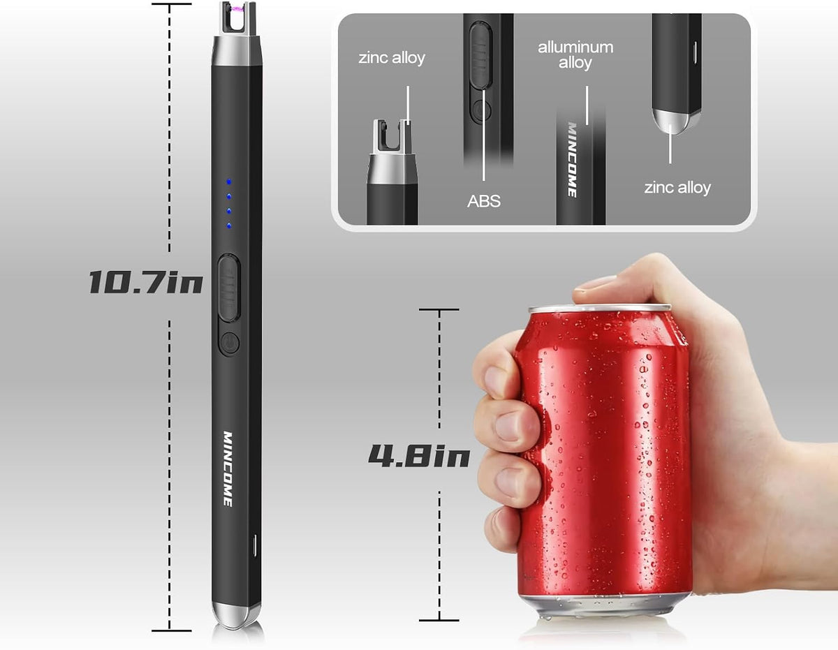 Candle Lighter Electric Rechargeable USB Plasma Arc Lighter with Safety Lock,Windproof Flameless Long Matches Lighters for Candle,Grill,Bbq,Camping