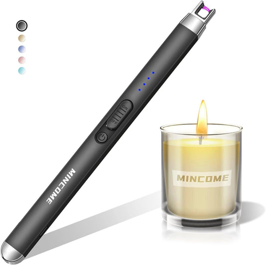 Candle Lighter Electric Rechargeable USB Plasma Arc Lighter with Safety Lock,Windproof Flameless Long Matches Lighters for Candle,Grill,Bbq,Camping