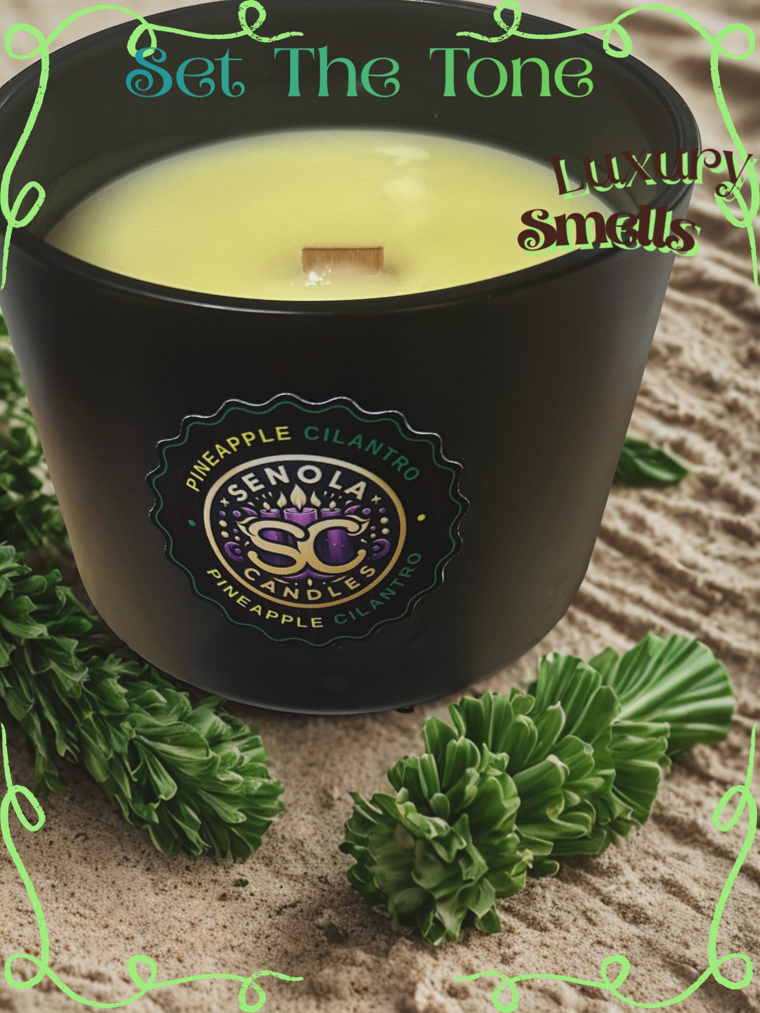 Pineapple Cilantro Black Matte 16oz Candles